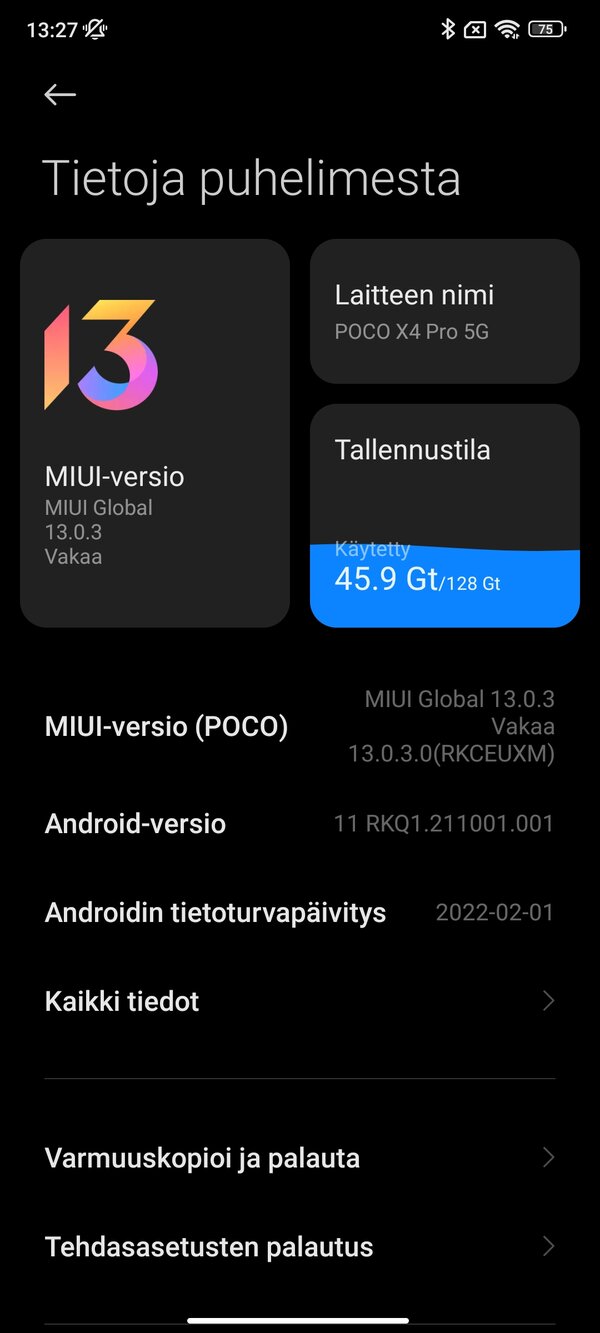 Poco X4 Pro 5G kyttliittymn kuvia